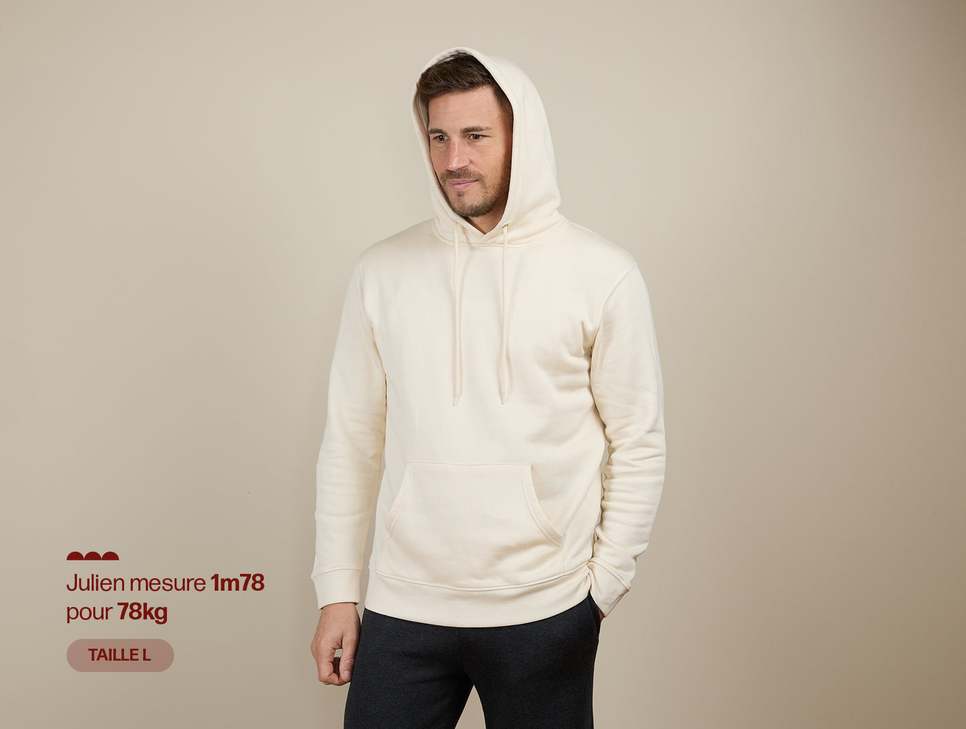 Pétrone sweat capuche hoodie homme Tencel coton bio écru homme#couleur_écru