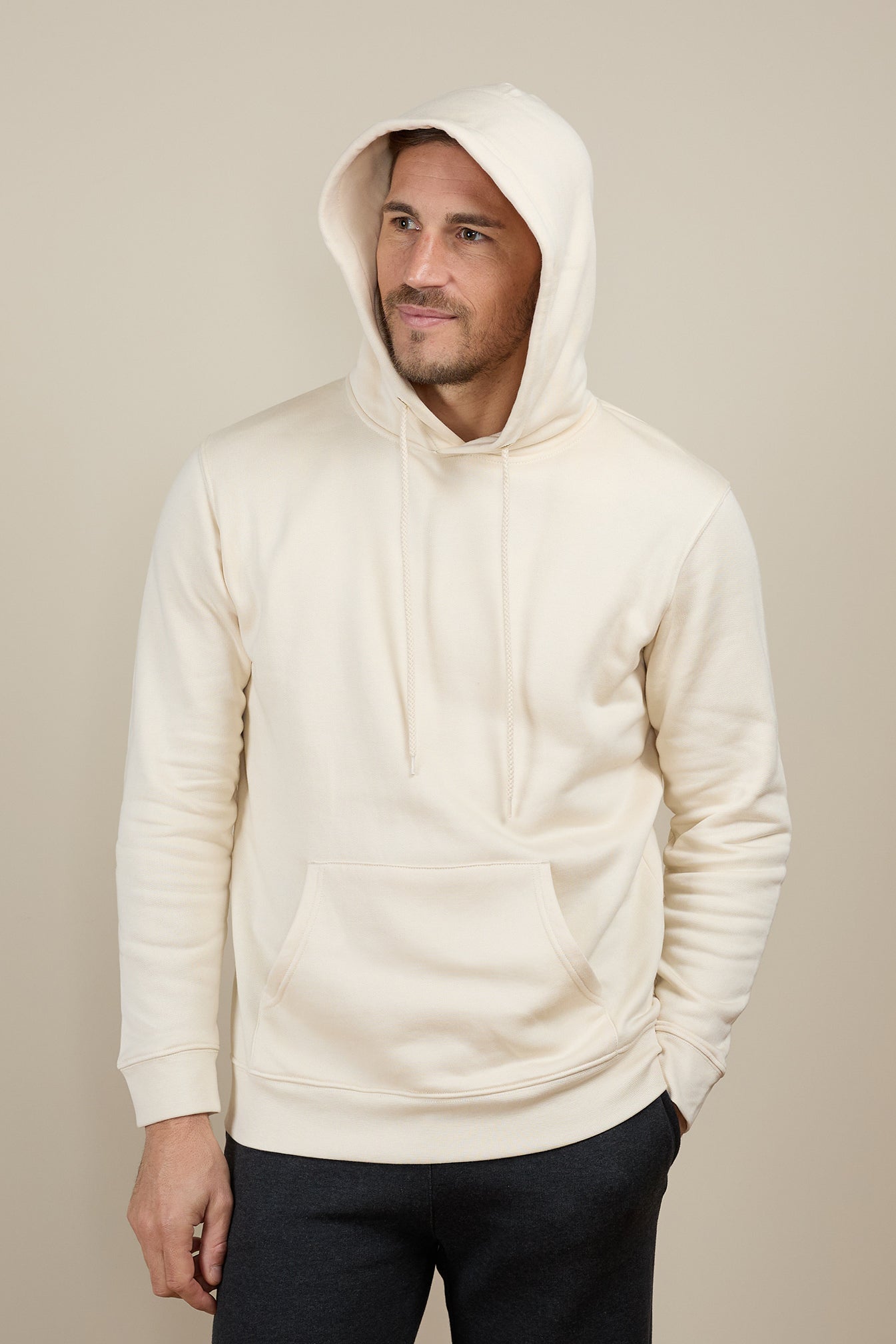 Pétrone sweat capuche hoodie homme Tencel coton bio écru homme