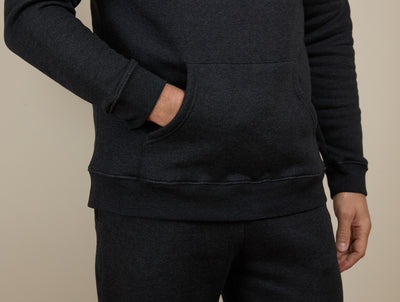 Pétrone sweat capuche hoodie homme Tencel coton bio gris anthracite chiné homme#couleur_gris-anthracite-chiné