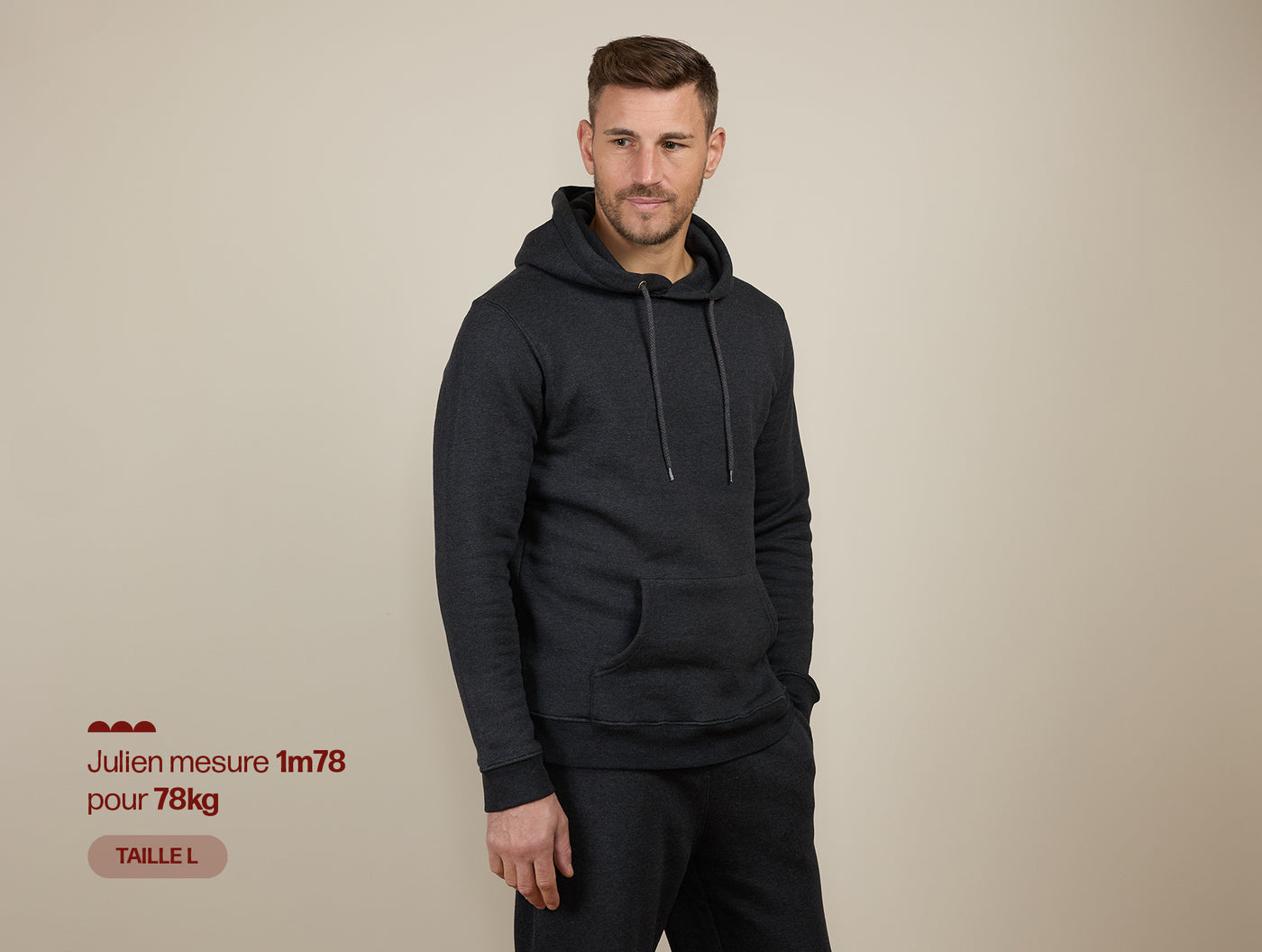 Pétrone sweat capuche hoodie homme Tencel coton bio gris anthracite chiné homme#couleur_gris-anthracite-chiné