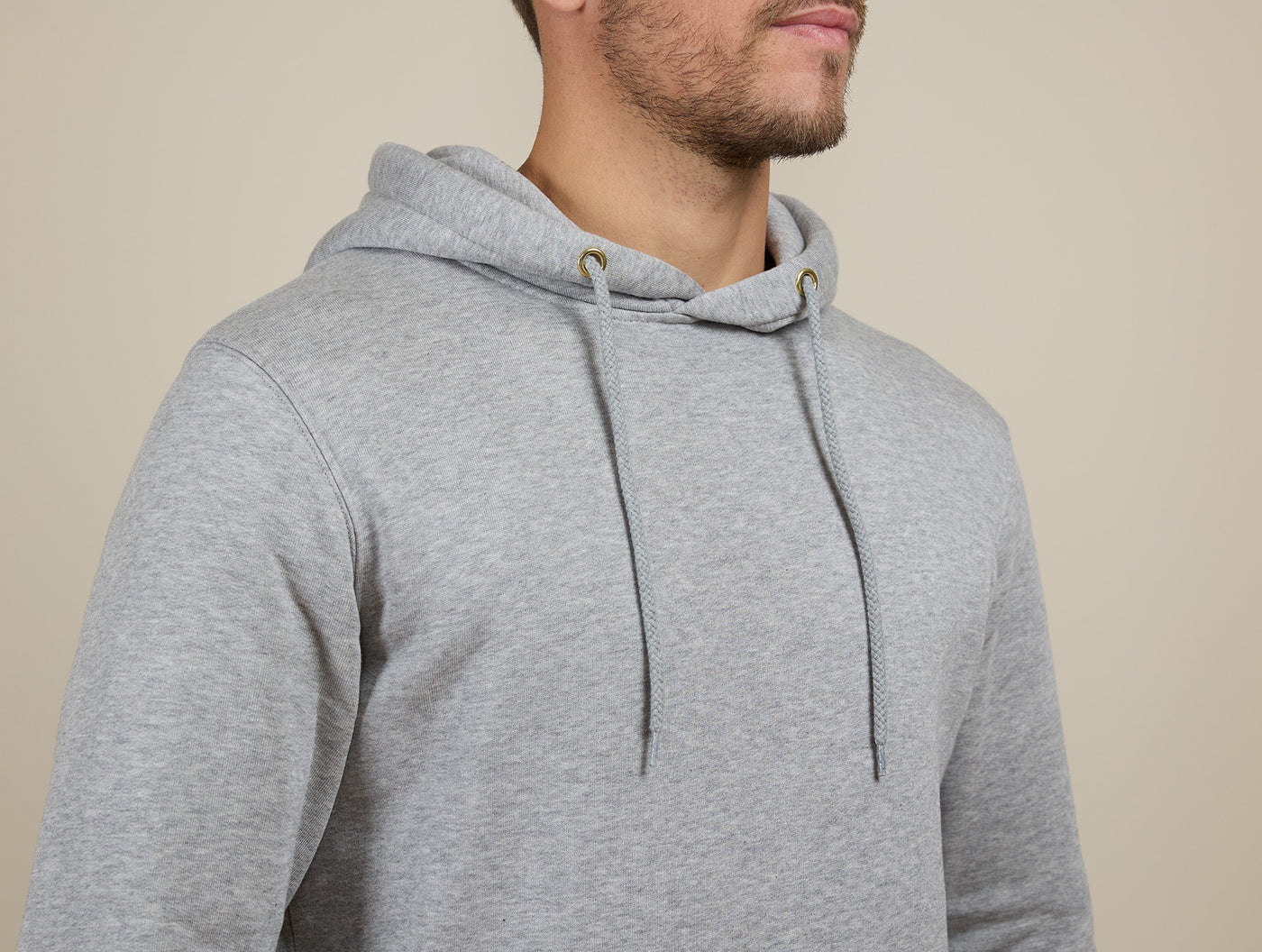 Pétrone sweat capuche hoodie homme Tencel coton bio gris chiné clair homme#couleur_gris-chiné-clair