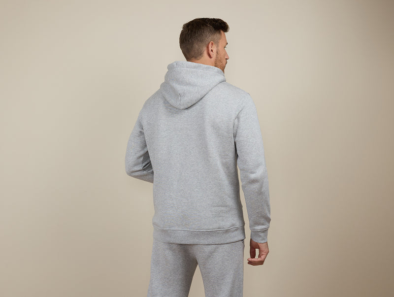 Pétrone sweat capuche hoodie homme Tencel coton bio gris chiné clair homme#couleur_gris-chiné-clair