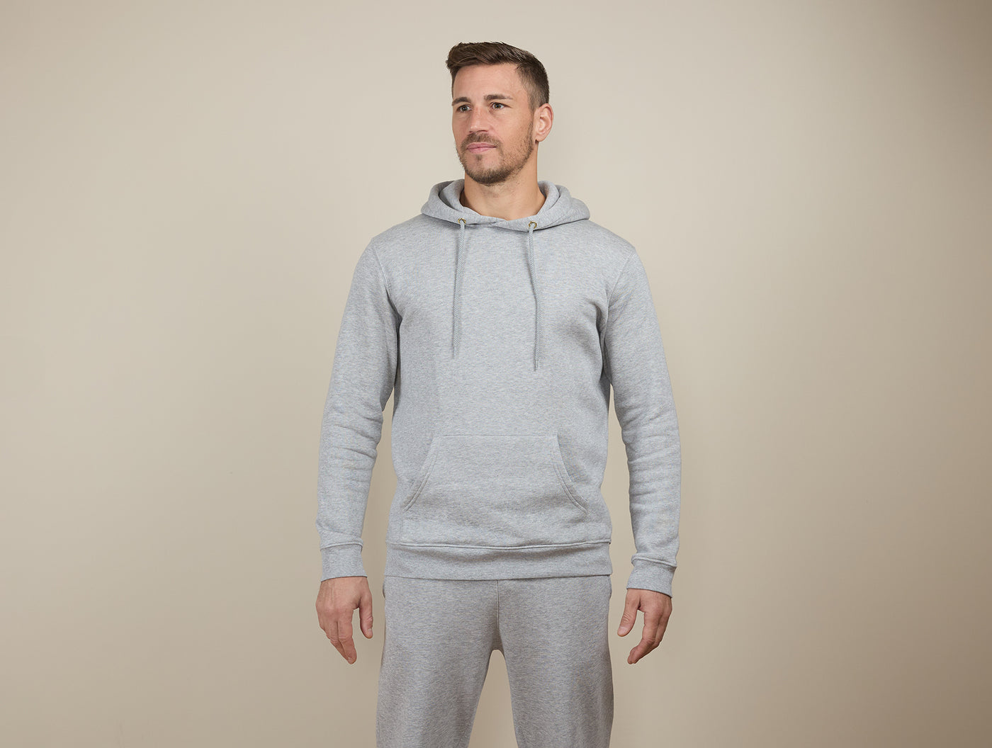 Pétrone sweat capuche hoodie homme Tencel coton bio gris chiné clair homme#couleur_gris-chiné-clair