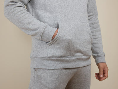 Pétrone sweat capuche hoodie homme Tencel coton bio gris chiné clair homme#couleur_gris-chiné-clair