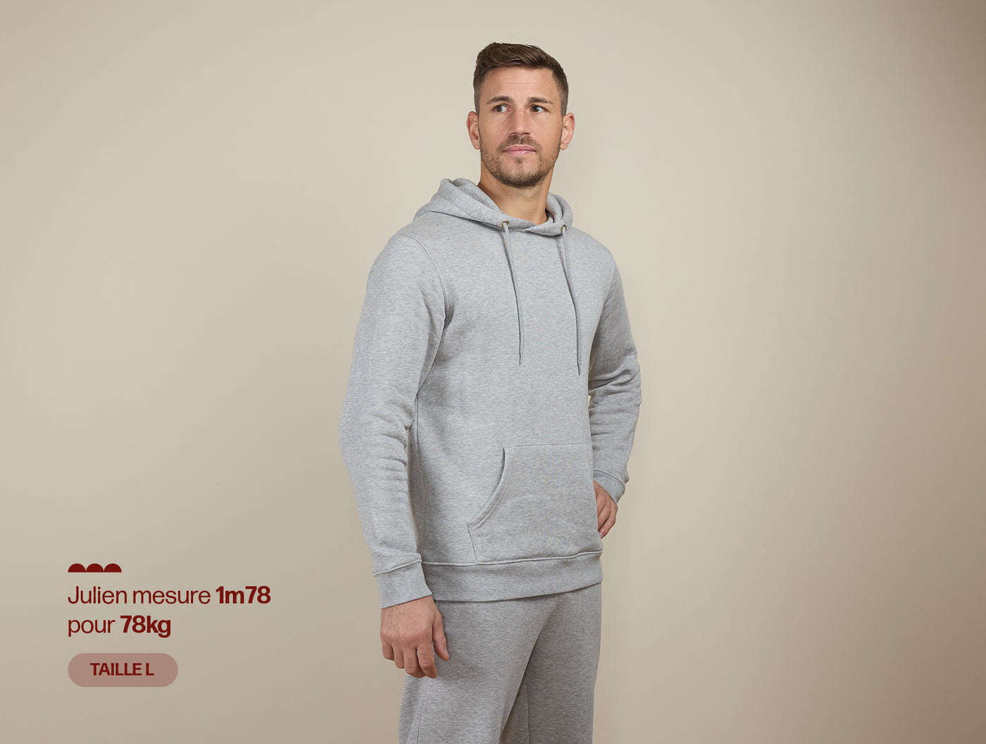 Pétrone sweat capuche hoodie homme Tencel coton bio gris chiné clair homme#couleur_gris-chiné-clair