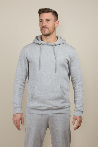 Pétrone sweat capuche hoodie homme Tencel coton bio gris chiné clair homme#couleur_gris-chiné-clair