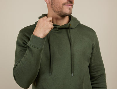 Pétrone sweat capuche hoodie homme Tencel coton bio vert kaki homme#couleur_vert-kaki