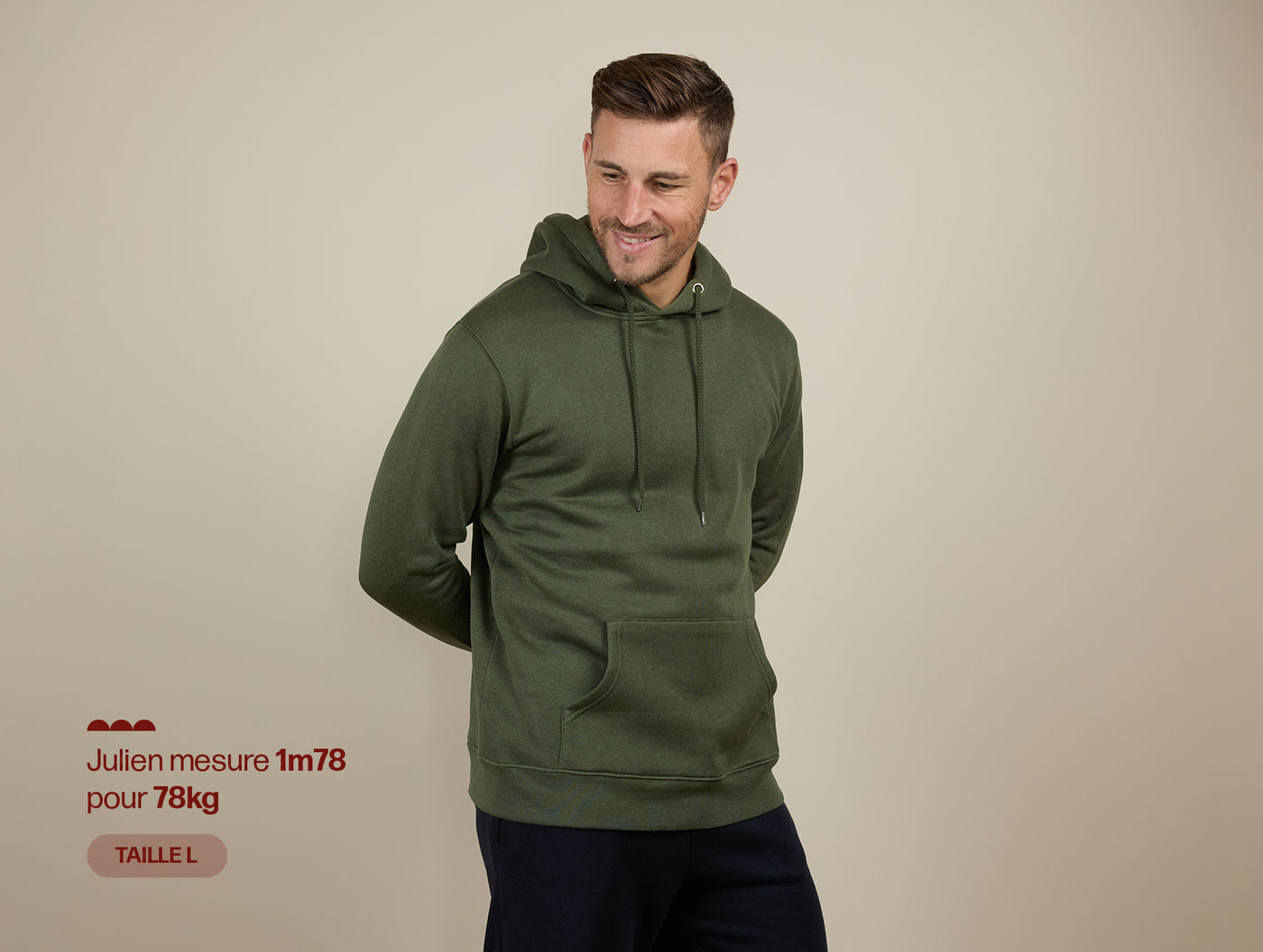 Pétrone sweat capuche hoodie homme Tencel coton bio vert kaki homme#couleur_vert-kaki