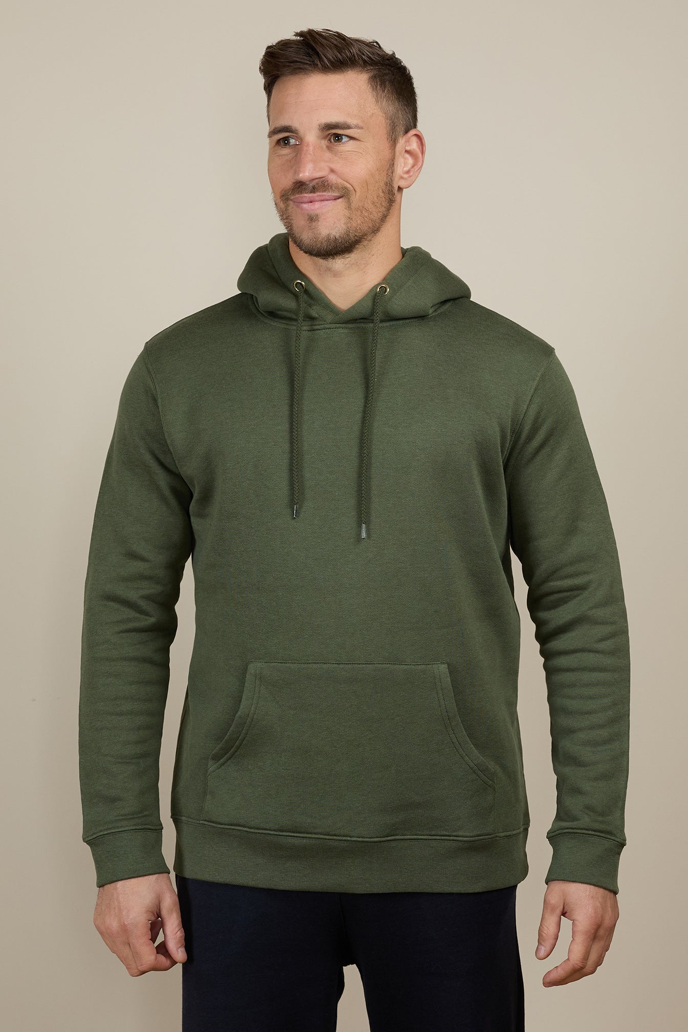 Pétrone sweat capuche hoodie homme Tencel coton bio vert kaki homme