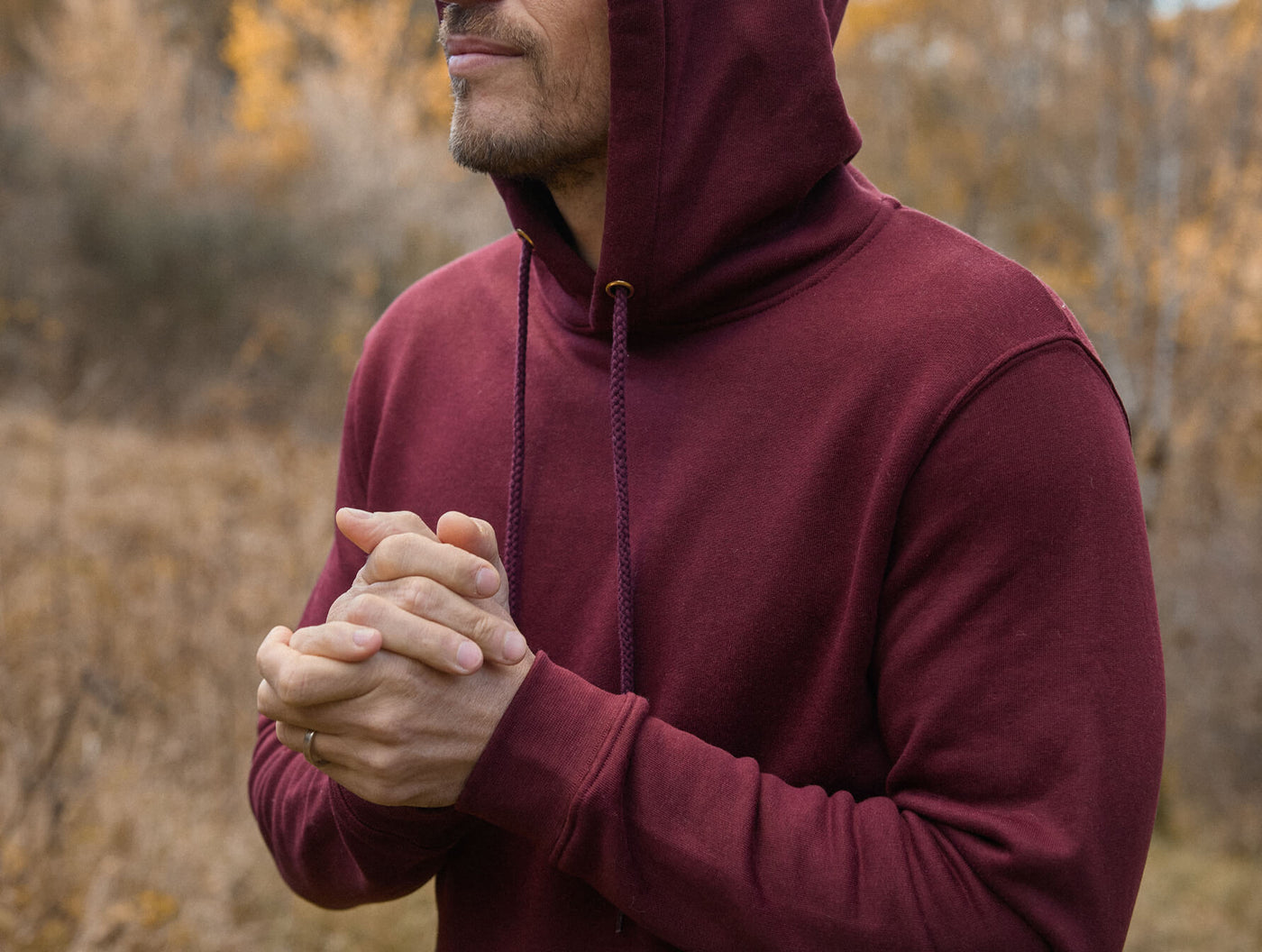 Pétrone sweat capuche hoodie homme Tencel coton bio bordeaux foncé homme#couleur_bordeaux-foncé