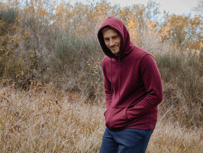 Pétrone sweat capuche hoodie homme Tencel coton bio bordeaux foncé homme#couleur_bordeaux-foncé