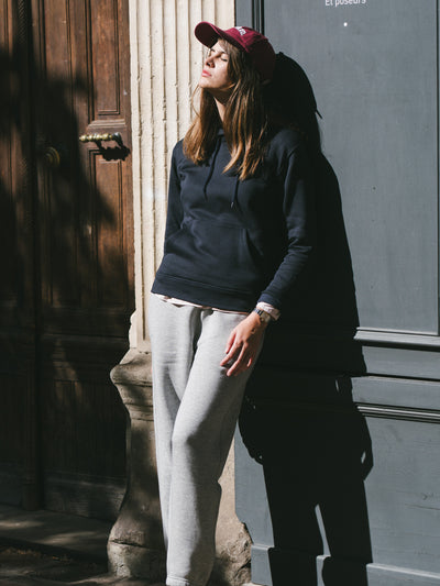 Pétrone sweat capuche hoodie homme Tencel coton bio bleu marine femme#couleur_bleu-marine