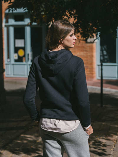 Pétrone sweat capuche hoodie homme Tencel coton bio bleu marine femme#couleur_bleu-marine