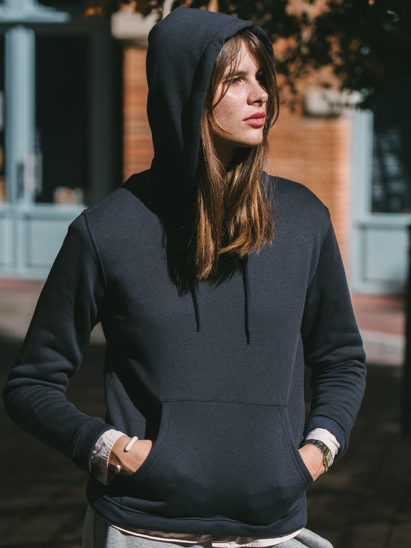 Pétrone sweat capuche hoodie homme Tencel coton bio bleu marine femme#couleur_bleu-marine