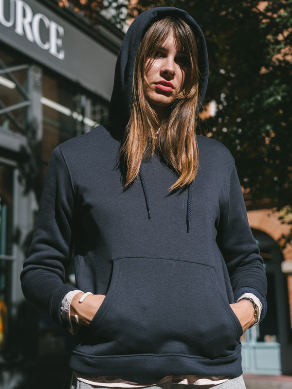 Pétrone sweat capuche hoodie homme Tencel coton bio bleu marine femme#couleur_bleu-marine
