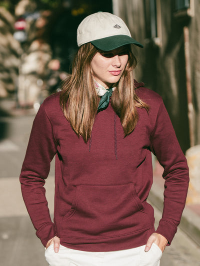 Pétrone sweat capuche hoodie homme Tencel coton bio bordeaux foncé femme#couleur_bordeaux-foncé