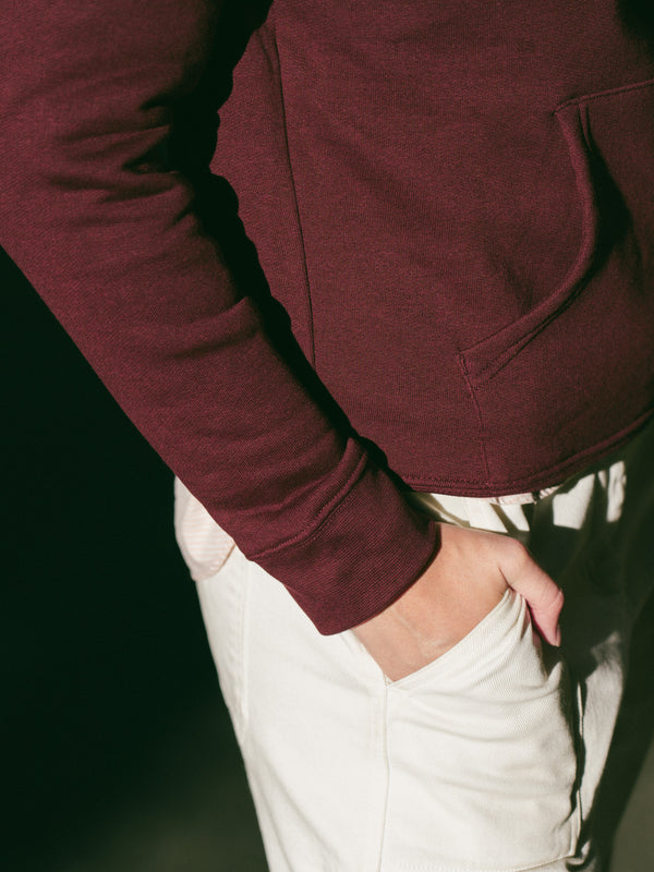 Pétrone sweat capuche hoodie homme Tencel coton bio bordeaux foncé femme#couleur_bordeaux-foncé