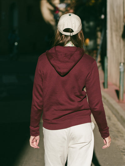 Pétrone sweat capuche hoodie homme Tencel coton bio bordeaux foncé femme#couleur_bordeaux-foncé