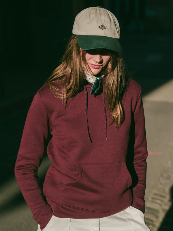 Pétrone sweat capuche hoodie homme Tencel coton bio bordeaux foncé femme#couleur_bordeaux-foncé