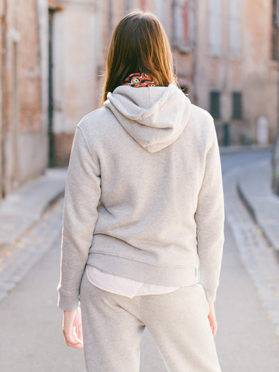 Pétrone sweat capuche hoodie homme Tencel coton bio gris chiné clair femme#couleur_gris-chiné-clair