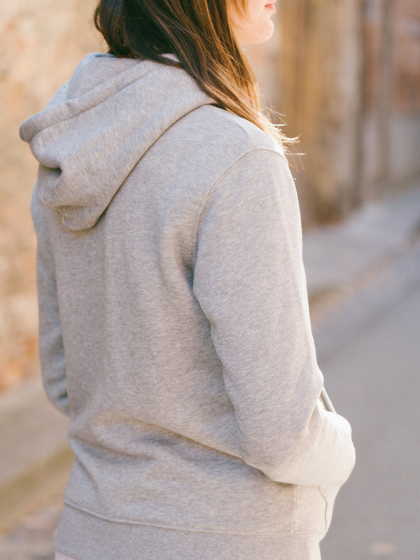 Pétrone sweat capuche hoodie homme Tencel coton bio gris chiné clair femme#couleur_gris-chiné-clair