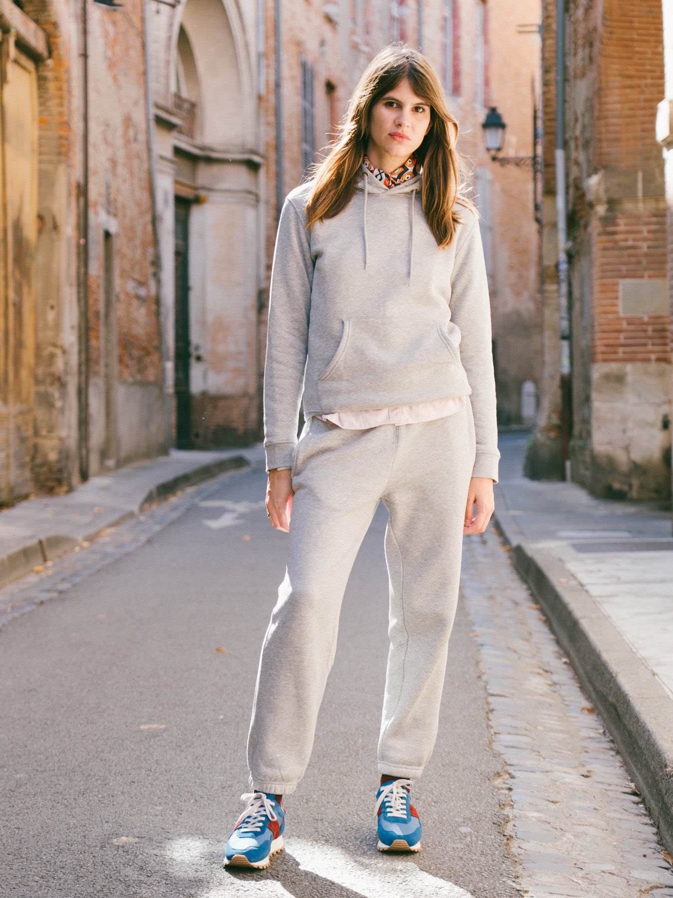 Pétrone sweat capuche hoodie homme Tencel coton bio gris chiné clair femme#couleur_gris-chiné-clair