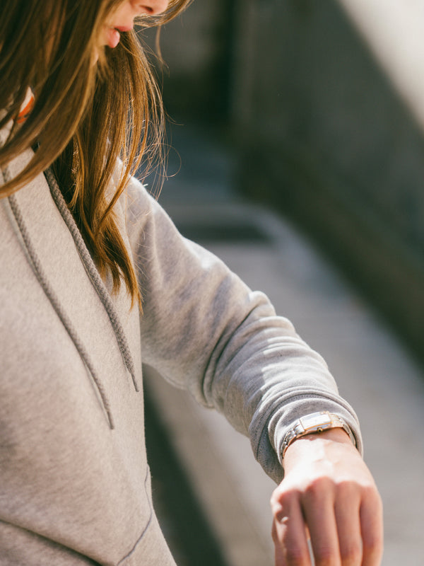 Pétrone sweat capuche hoodie homme Tencel coton bio gris chiné clair femme#couleur_gris-chiné-clair