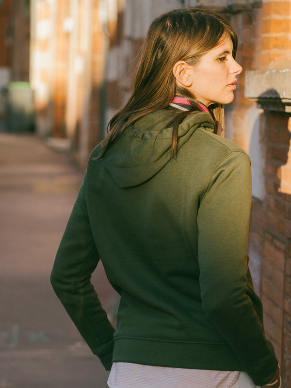 Pétrone sweat capuche hoodie homme Tencel coton bio vert kaki femme#couleur_vert-kaki