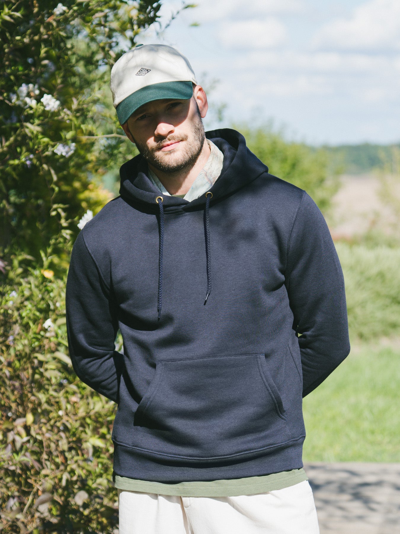 Pétrone sweat capuche hoodie homme Tencel coton bio bleu marine homme#couleur_bleu-marine