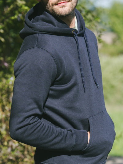 Pétrone sweat capuche hoodie homme Tencel coton bio bleu marine homme#couleur_bleu-marine