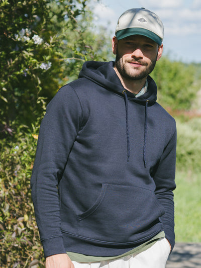 Pétrone sweat capuche hoodie homme Tencel coton bio bleu marine homme#couleur_bleu-marine