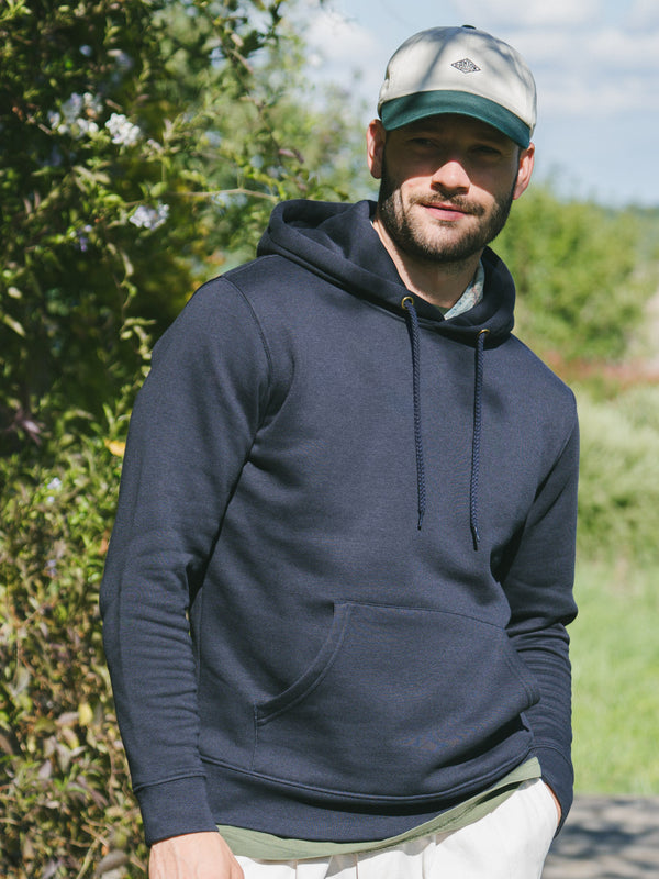 Pétrone sweat capuche hoodie homme Tencel coton bio bleu marine homme#couleur_bleu-marine