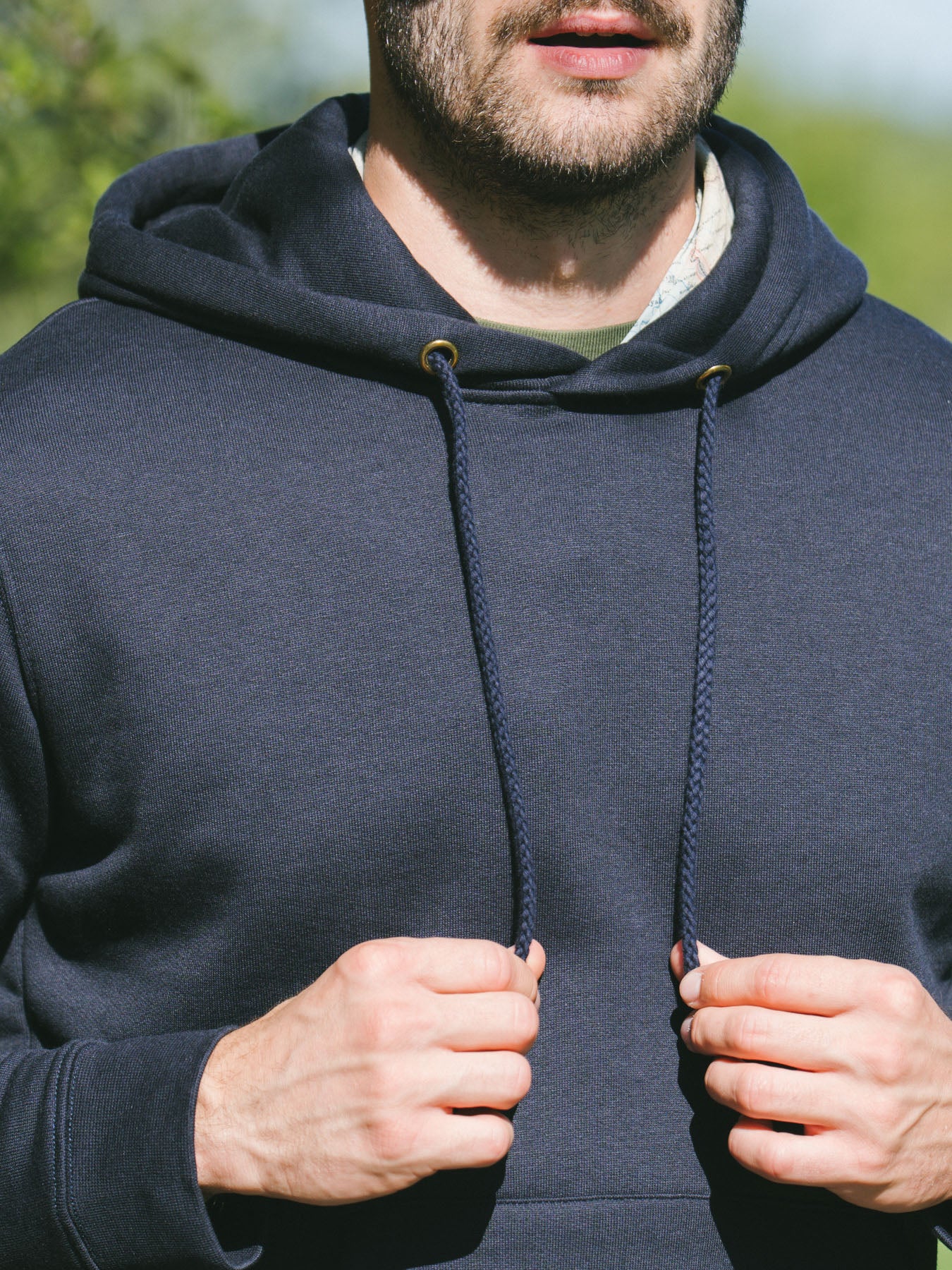 Pétrone sweat capuche hoodie homme Tencel coton bio bleu marine homme#couleur_bleu-marine