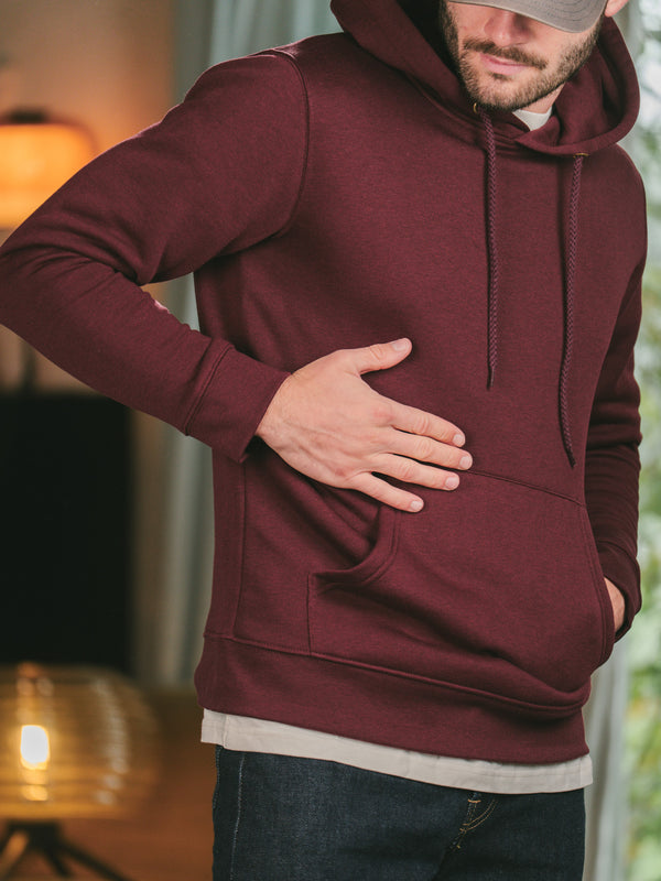 Pétrone sweat capuche hoodie homme Tencel coton bio bordeaux foncé homme#couleur_bordeaux-foncé