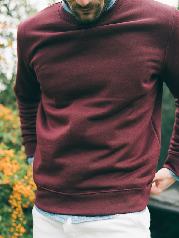 Pétrone sweat homme Tencel coton bio bordeaux homme#couleur_bordeaux-foncé