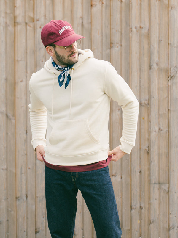 Pétrone sweat capuche hoodie homme Tencel coton bio écru homme#couleur_écru