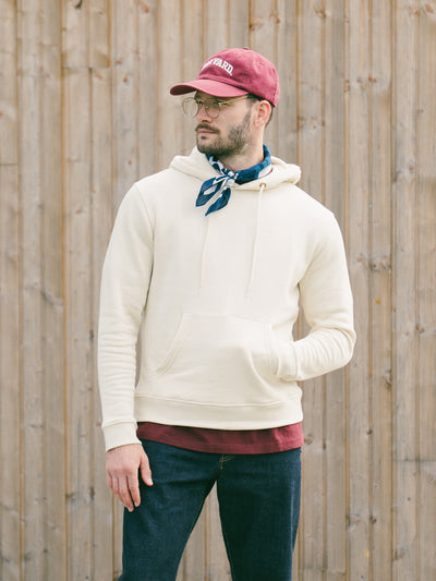 Pétrone sweat capuche hoodie homme Tencel coton bio écru homme#couleur_écru