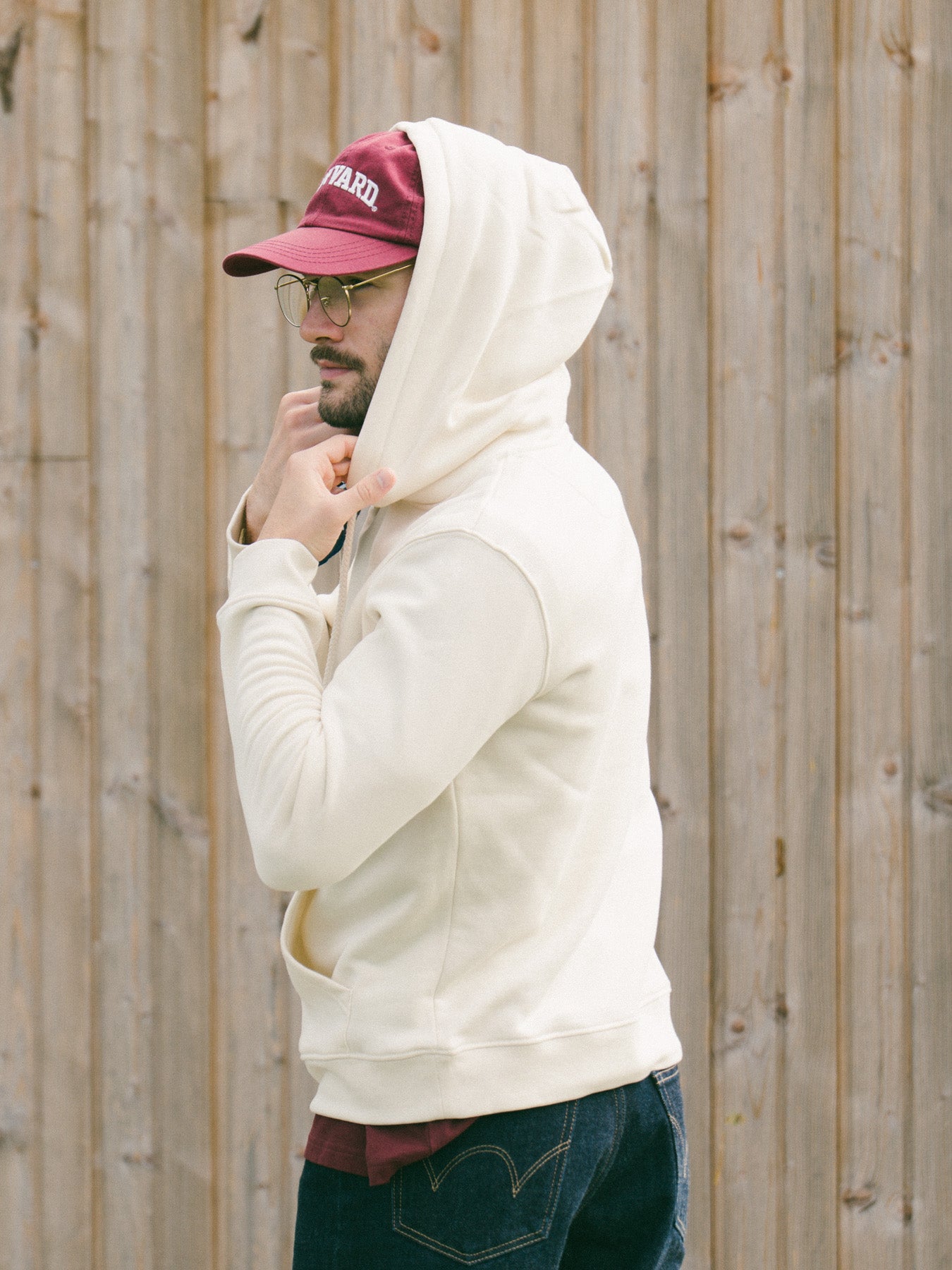 Pétrone sweat capuche hoodie homme Tencel coton bio écru homme#couleur_écru