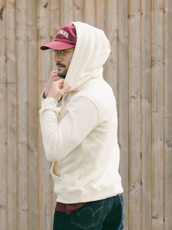 Pétrone sweat capuche hoodie homme Tencel coton bio écru homme#couleur_écru