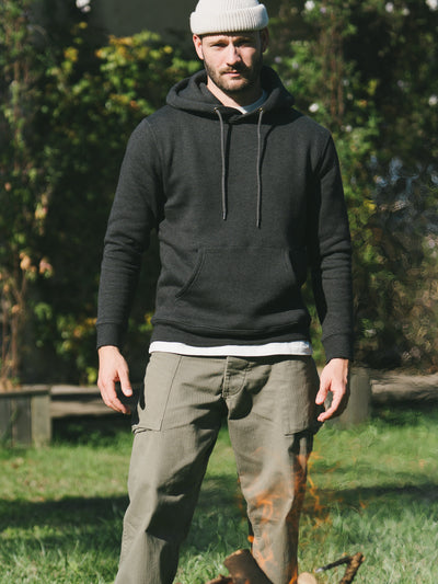 Pétrone sweat capuche hoodie homme Tencel coton bio gris anthracite chiné homme#couleur_gris-anthracite-chiné