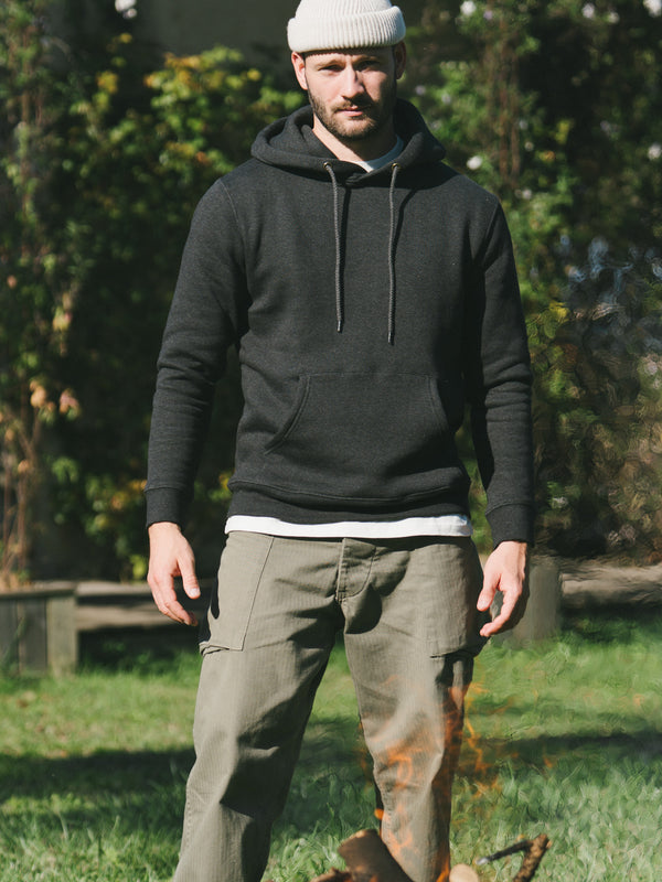 Pétrone sweat capuche hoodie homme Tencel coton bio gris anthracite chiné homme#couleur_gris-anthracite-chiné