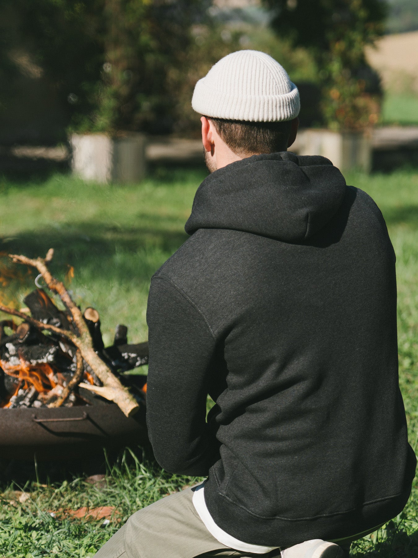 Pétrone sweat capuche hoodie homme Tencel coton bio gris anthracite chiné homme#couleur_gris-anthracite-chiné