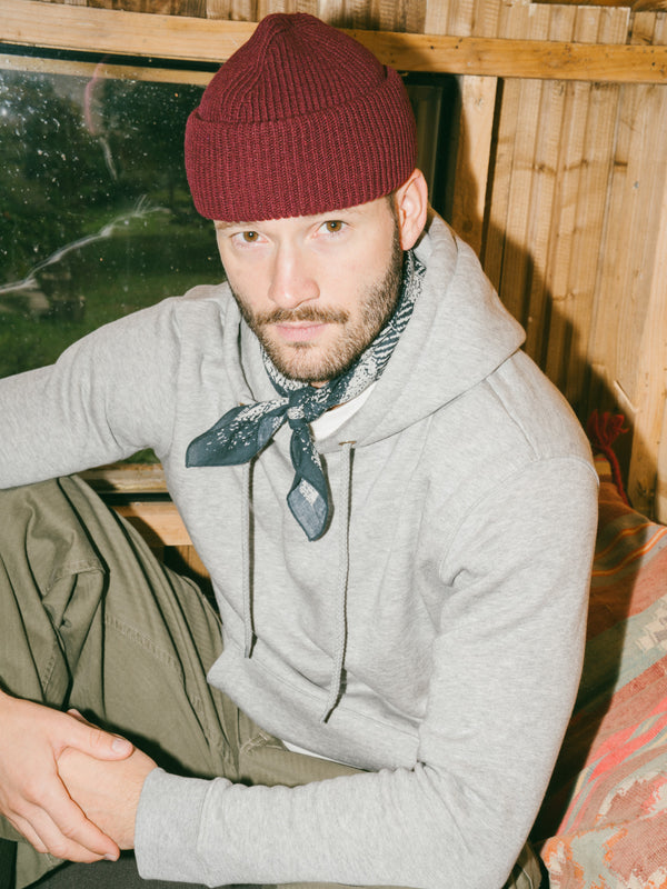 Pétrone sweat capuche hoodie homme Tencel coton bio gris chiné clair homme#couleur_gris-chiné-clair