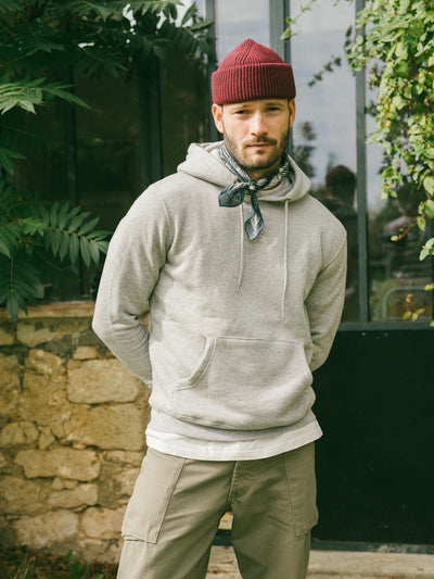 Pétrone sweat capuche hoodie homme Tencel coton bio gris chiné clair homme#couleur_gris-chiné-clair