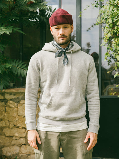 Pétrone sweat capuche hoodie homme Tencel coton bio gris chiné clair homme#couleur_gris-chiné-clair