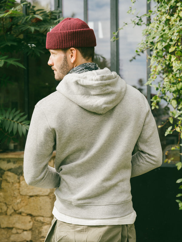 Pétrone sweat capuche hoodie homme Tencel coton bio gris chiné clair homme#couleur_gris-chiné-clair