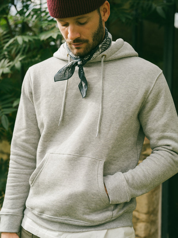 Pétrone sweat capuche hoodie homme Tencel coton bio gris chiné clair homme#couleur_gris-chiné-clair