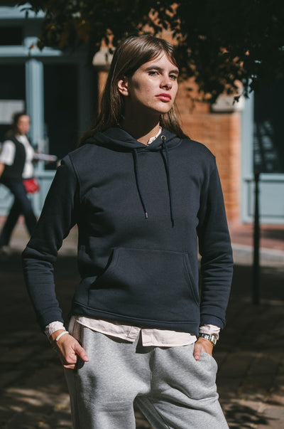 Pétrone sweat capuche hoodie homme Tencel coton bio bleu marine