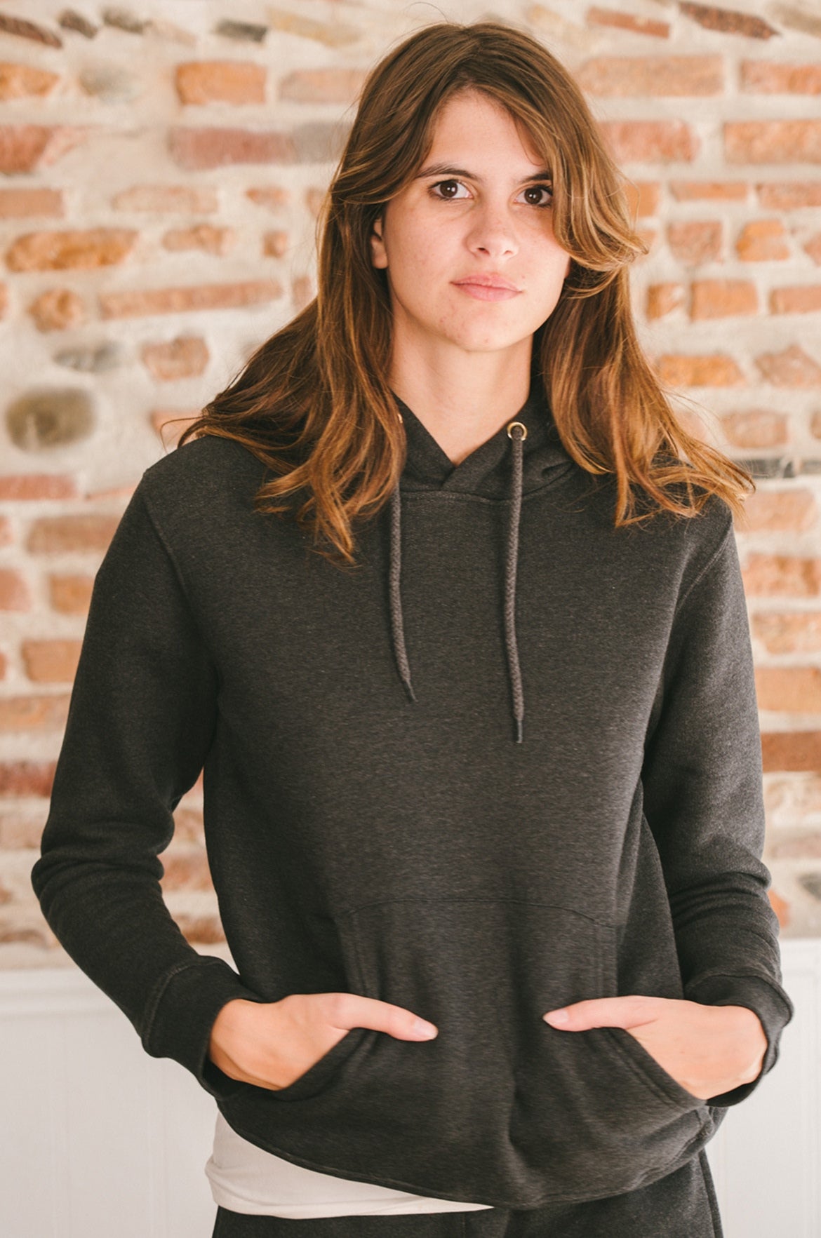 Pétrone sweat capuche hoodie homme Tencel coton bio gris anthracite chiné femme