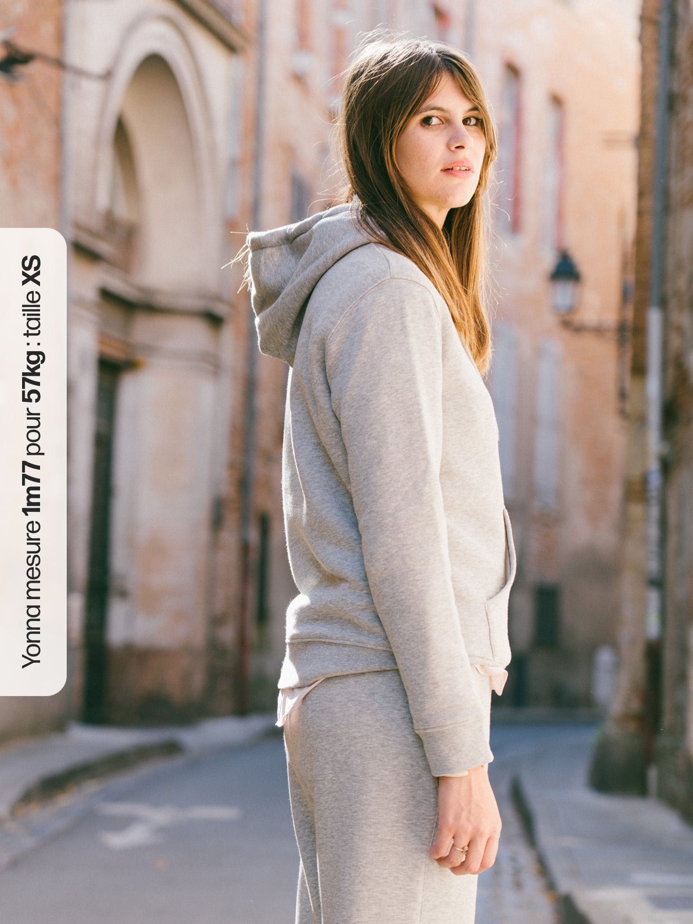 Pétrone sweat capuche hoodie homme Tencel coton bio gris chiné clair femme#couleur_gris-chiné-clair